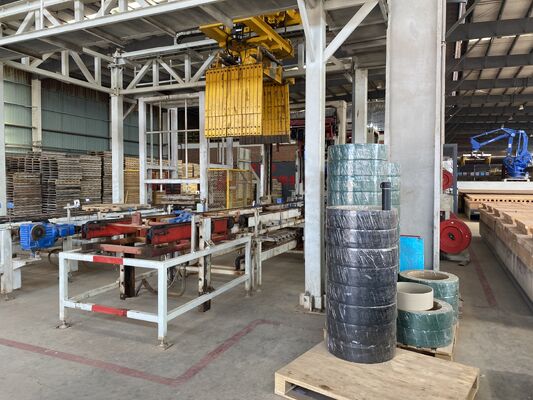 سیستم تخلیه و بسته بندی خودکار آجر پخته شده در خط تولید آجر سفالی با خشک کن تونلی، کوره تونلی